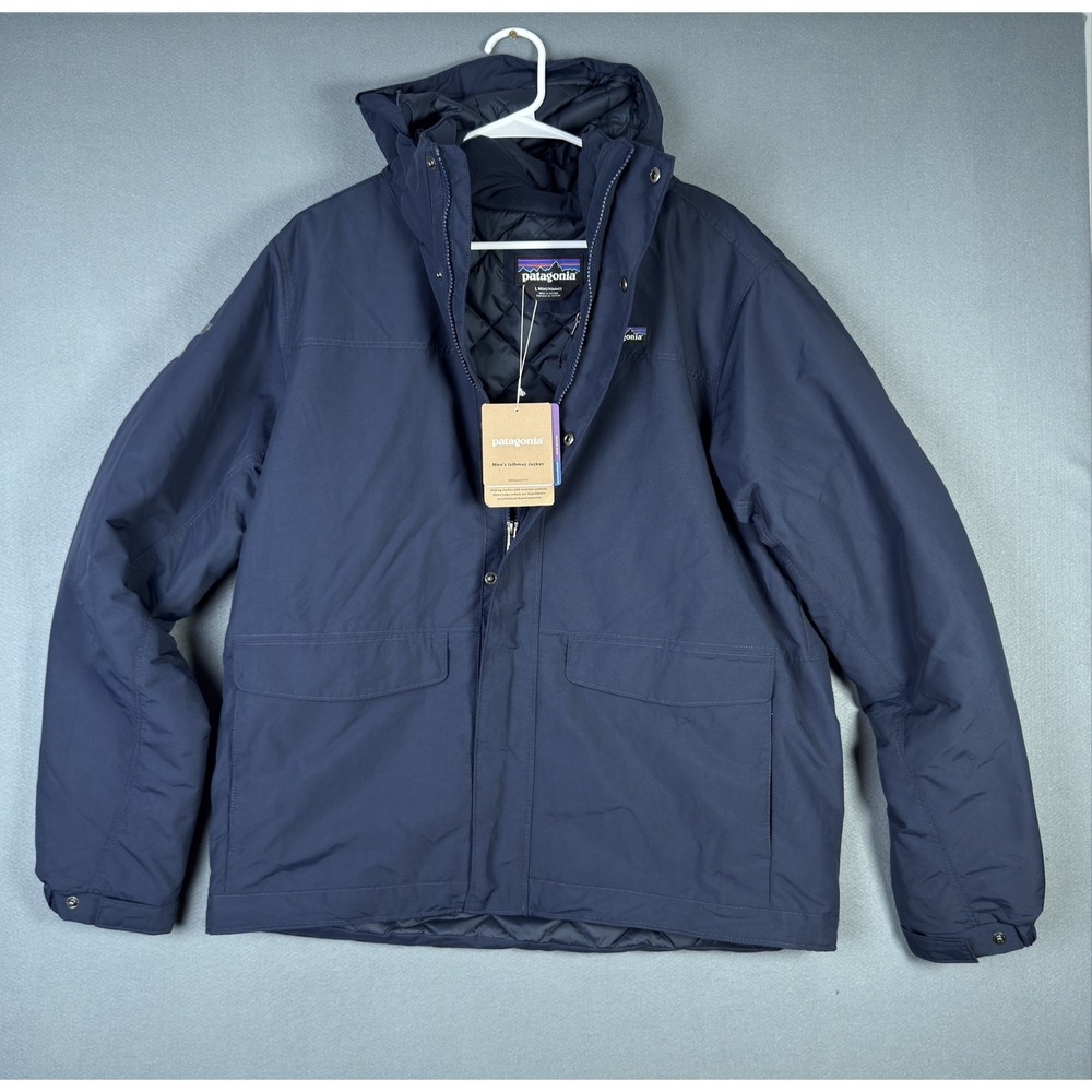Patagonia Isthmus Jacket Mens Large Navy Blue Quilt Lined Hooded Parka 26990 NWT
